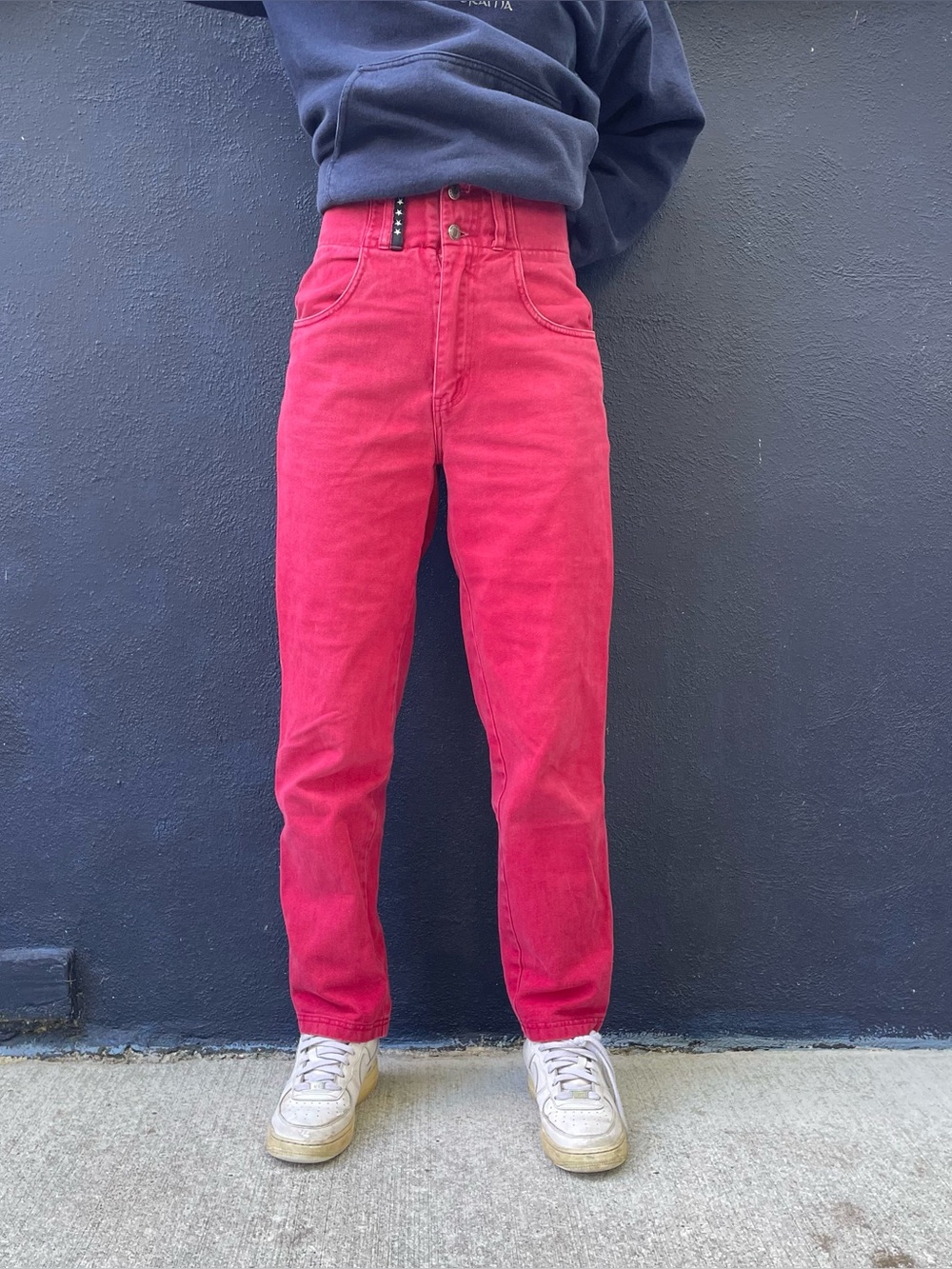 Vintage 70s/80s Fanty brand German high waisted red button fly jeans size 28”